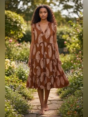 Wonderly Sleeveless Dress with Paisley Print